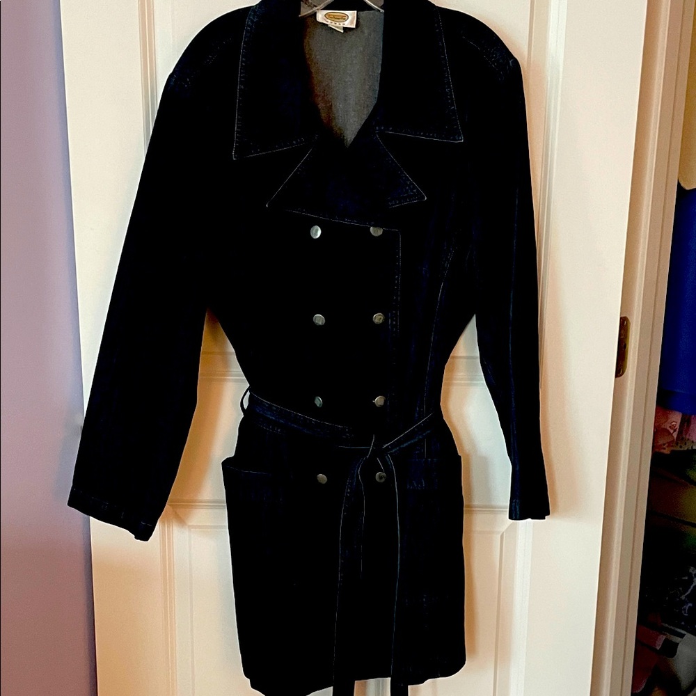 Elegant Denim Double-Breasted Women's Trench Coat